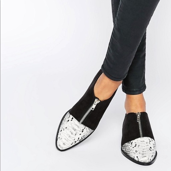 ASOS Shoes - Asos mayor pointed snake zipper flats